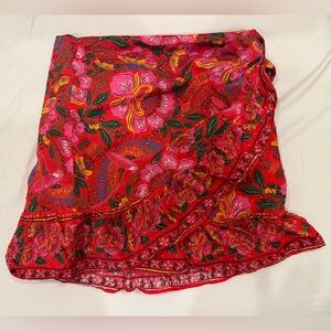 Floral Wrap Skirt in Red and Pink